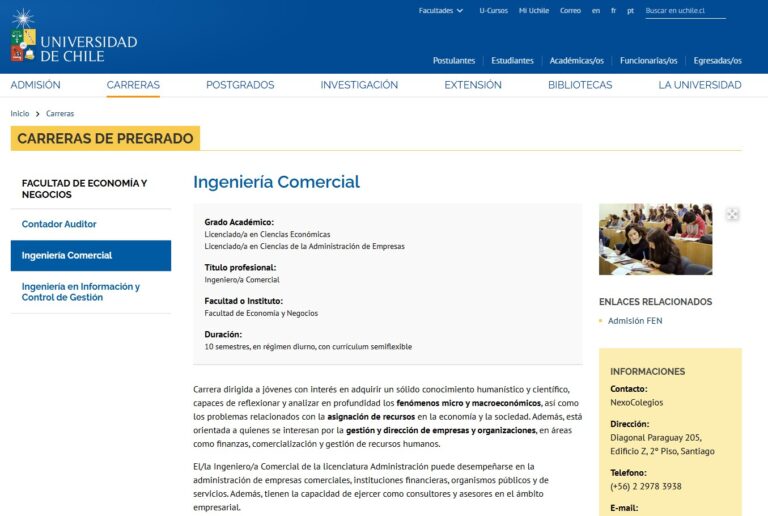 Qué cursos incluye la carrera de Ingeniería Comercial en la Universidad de Chile y cómo es su malla académica